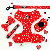 Set Harnais Cŵn Calon Coch Valentines